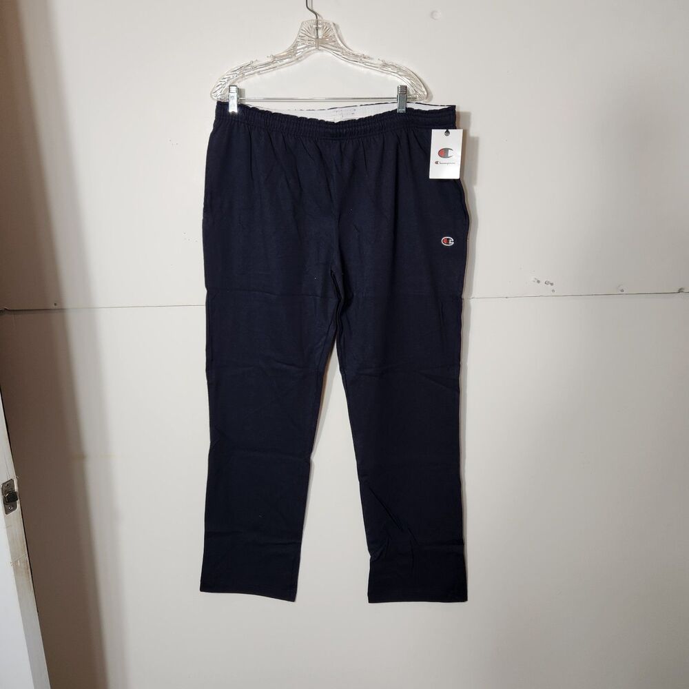 Champion Pants Mens XL Blue Athletic Pockets Lounge Draw String Stretch Cotton